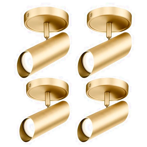 FEMILA LED Ceiling Spotlight, 350° Adjustable Brass Gold Wall Lights for Bedroom, Kitchen, Living Room, 4FS79TL-4PK BG
