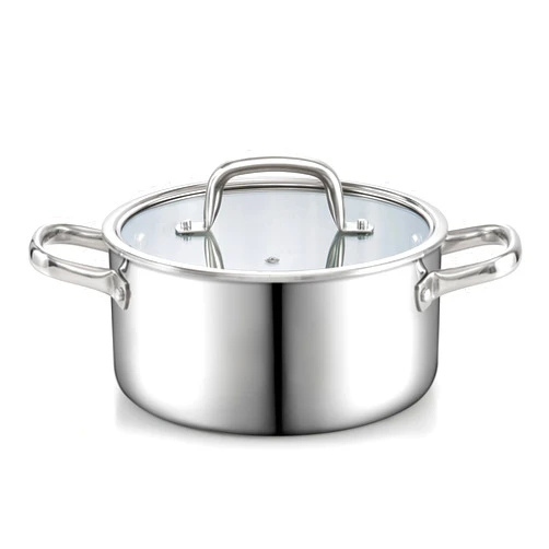 Cook N Home Stainless Steel Stockpot with Lid 4 Quart, Tri-Ply Clad Soup Pot, Induction Cooking pot, Silver