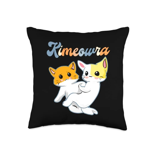 Vintage Cute Cat Brazilian Jiu Jitsu Kimura Funny Jiu Jitsu Cat Mom Kawaii Cat Lover Kimura BJJ Kimeowra Throw Pillow