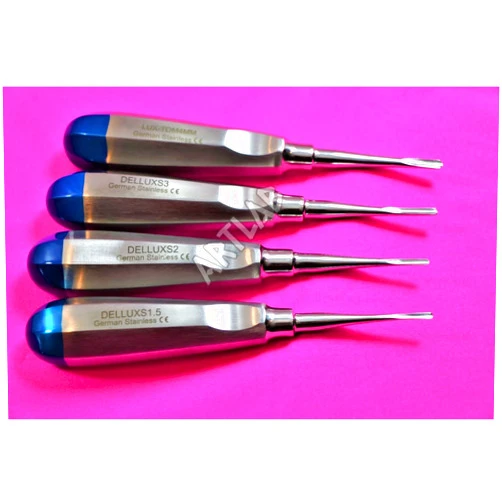 Cynamed German Dental Elevator Straight 4PC Blue 1.5, 2.0,3.0,4.0 Orthodontic Instruments (CYNAMED)