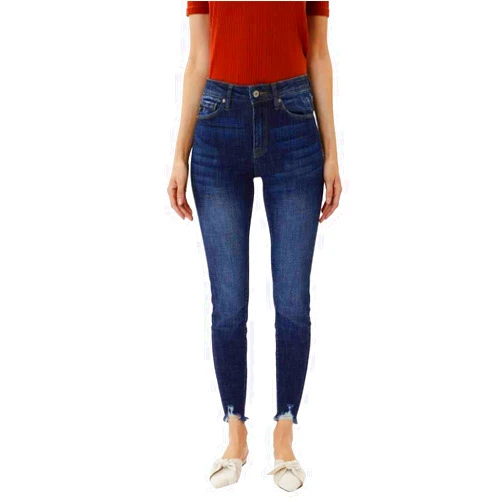 Kan Can Jeans Alyssa High-Rise Dark Wash Distressed Ankle Skinny Jeans (13/30)