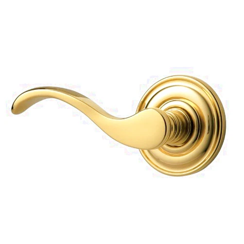 Baldwin 5455V.LMR Individual Wave Estate Lever Without Rosettes, Lifetime Polished Brass