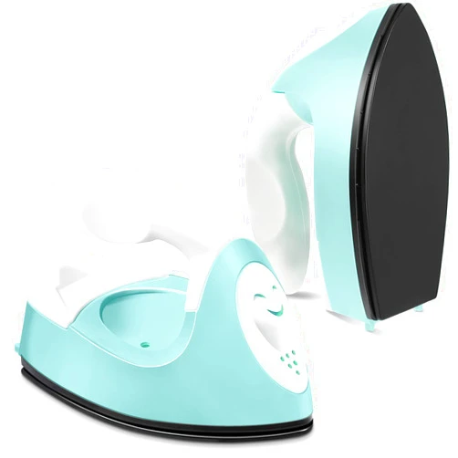 Honoson Mini Craft Iron Mini Heat Press Small Iron 3.93 x 2.36 x 2.76 in Portable Handy Tiny Flatiron with Charging Base Accessory for Fuse Bead Patch DIY Heat Transfer Vinyl(Mint Green)