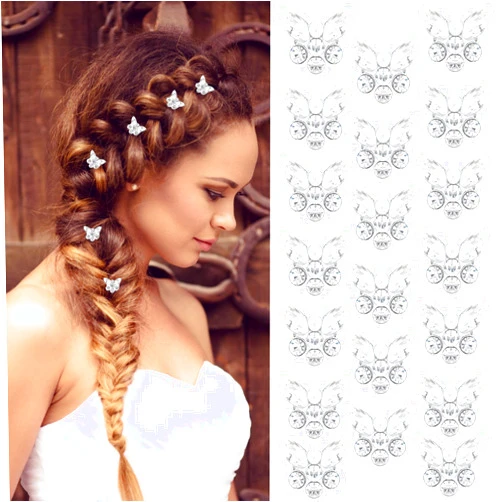 Ahoney 20PCS Butterfly Hair Clips Mini Clips for Hair Rhinestone Cute Hair Pins Decorations Hair Clips for Wedding Hair Barrettes Hair Accessories for Girls Women (White)