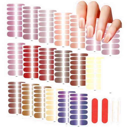 EBANKU 20 Sheets Solid Color Nail Wraps for Women, Adhesive Nail Polish Stickers Stick on Nail Polish Strips for Women Gel Nail Strips Manicure Design with 2 Files