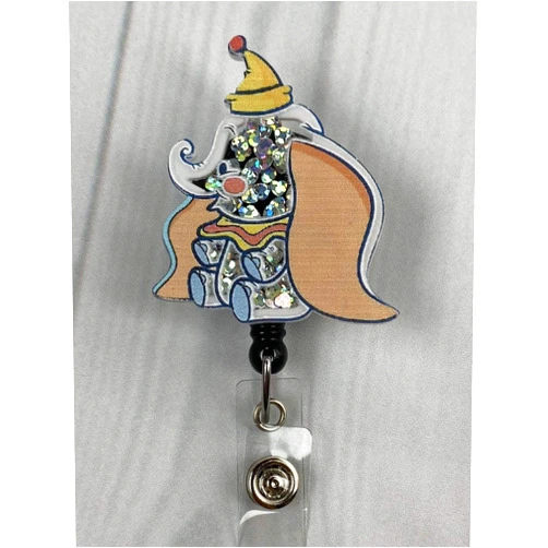 My4BadgeBuilders Elephant Badge Reel-Cute Badge Reel-Nurse Badge Reel-Retractable Badge Reel,Black Alligator Clip