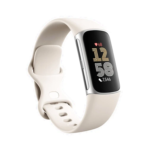 Fitbit Charge 6 Fitness Tracker with Google apps, Heart Rate on Exercise Equipment, 6-Months Premium Membership Included, GPS, Health Tools and More, Porcelain/Silver, One Size (S & L Bands Included)