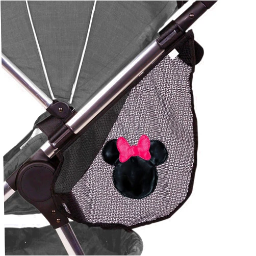 J.L. Childress Disney Baby Side Sling Stroller Cargo Net - Stroller Organizer Attachment for Storage, Mesh Bag for Baby Accessories, Universal Fit - Minnie Mouse