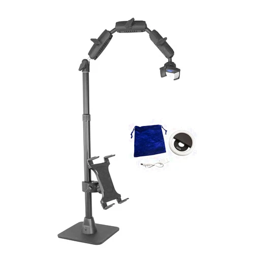 ARKON Mounts Phone Holder Full Kit - Adjustable Overhead Arm Cell Phone Table Top Stand and Tablet Mount with Ring Light - Professional Holders for Horizontal or Vertical Filming