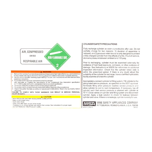 MSA 804922 Cylinder Valve Warning Label, 2.48