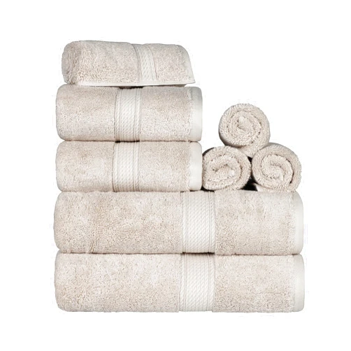 Superior Egyptian Cotton Pile 8 Piece Towel Set, Includes 2 Bath, 2 Hand, 4 Face Towels/Washcloths, Ultra Soft Luxury Towels, Thick Plush Essentials, Guest Bath, Spa, Hotel Bathroom, Stone