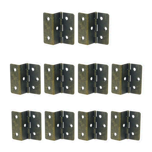 T Tulead Three Fold Retro Hinge Chest Hinges Antique Bronze Half-Surface Hinge Offset Door Hinges 10PCS with Screws
