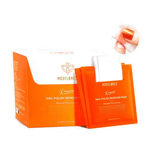 Modelones Nail Polish Remover Pads, Acetone Nail Polish Remover Wipes 50 PCS Professional Individually Wrapped Wet Wipes Easily & Quickly Lemon Smell Glycerin Moisturizing Big Size Portable