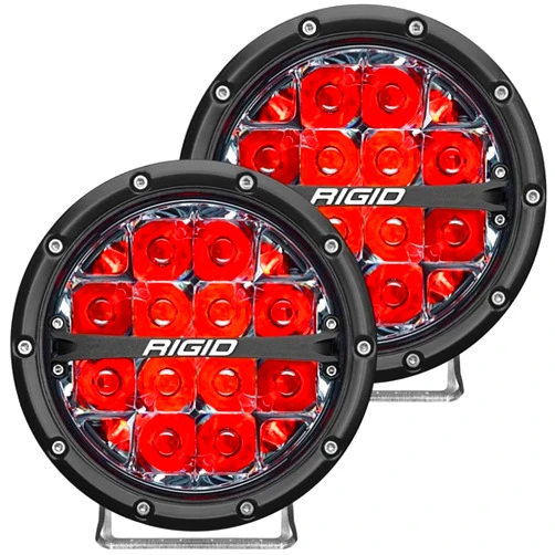 Rigid Industries 36203 360-Series LED Off-Road Light 6 in Spot Beam for High Speed 50 MPH Plus Red Backlight Pair