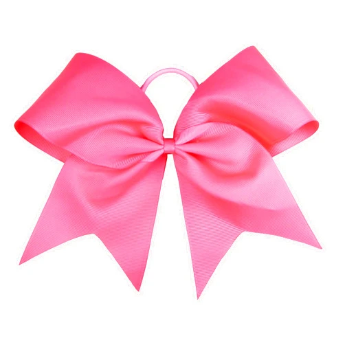 HipGirl Cheerleading Hair Bows with Elastic Ponytail Holders - Cheerleader Gifts, Breast Cancer Awareness, 6 Hair Bows for Girls and Women (2pc)