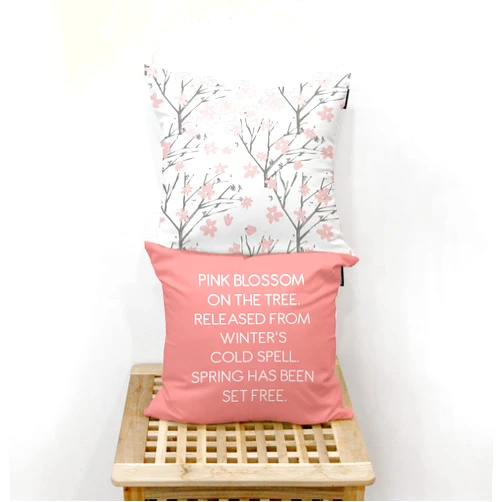 SANGSANG:HOO SANGSANGHOO Flower Throw Pillow Cover 18x18 in Cushion Bedroom Square Decorative Cover (Pink Blossoms)