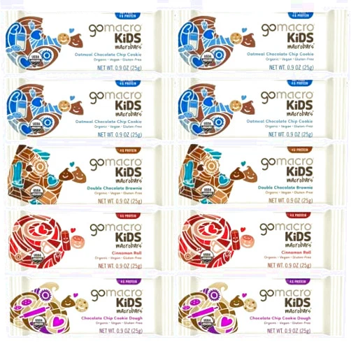 GoMacro Kids MacroBar Organic Vegan Snack Bars Assorted Variety Pack - 0.9 Oz (24 Pack) In Sanisco Packaging
