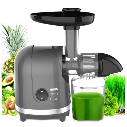 LUFVEBUT Slow Juicer for Celery Ginger Beet Carrot, Masticating Cold Press Juicer 200W Motor, Pulp Separated, East to Clean Dishwasher Safe, BPA Free, Juicer Machine Vegetable & Fruit