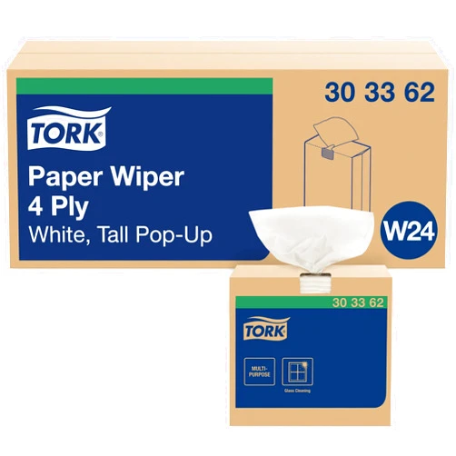 Tork Paper Wiper White Self Dispensing, Pop-Up Box, 8 x 125 Sheets, 303362