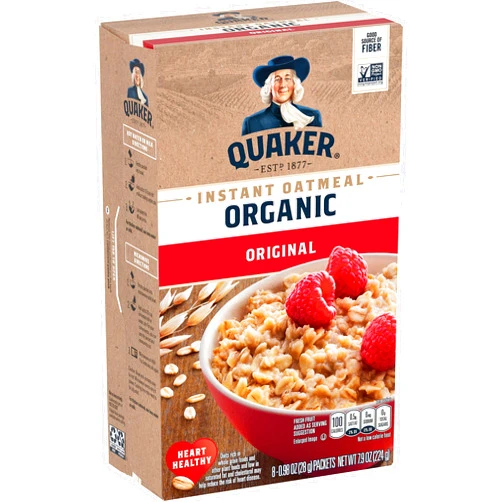 Quaker Instant Oatmeal, Organic Regular, 7.9 Oz (Packaging May Vary)