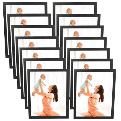 CRUGLA 8x10 Magnetic Picture Frames for Refrigerator 12 Packs, Modified Magnetic Sheet with Self Adhesive Backing, Black 8 by 10 Magnetic Photo Craft Frame Set for Glass Window Door Cubicle
