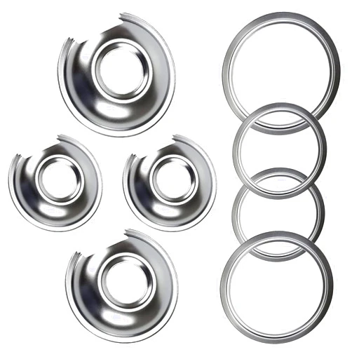 APPLIANCEMATES Burner Drip Bowl 2 Large 8'' WB32X10013 & 2 Small 6'' WB32X10012 Chrome Drip Pan Set 4-Pack Fits for GE Electric Range by APPLIANCEMATES Replacement Parts (2) 6