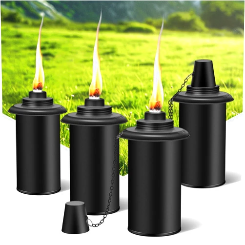FALBAWR 4-Pack Torch Replacement Canisters，16oz Torch Refillable Canisters with Wicks - Ideal for Outdoor Parties and Garden Decor