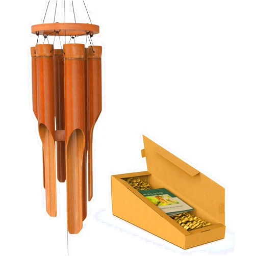Nalulu Classic Bamboo Wind Chimes - Outside Outdoor Wood Wooden Windchimes, Small, Handcrafted with Calming Deep Tones, Ideal Home Decor or Gift for Any Occasion
