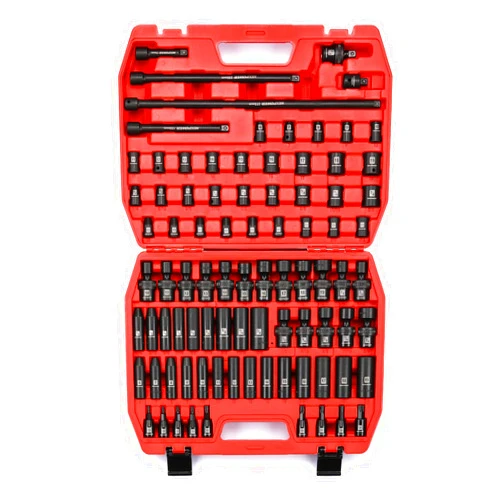 MIXPOWER 3/8'' Drive Master Impact Socket Set, 87-Piece Deep & Standard SAE and Metric,CR-MO, 1/4-Inch to 3/4-Inch and 6-19 mm, Impact Universal Sockets, Inverted Star Sockets, Extension Bar & Adapter