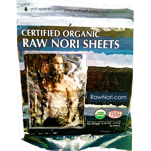 Rawnori Raw Organic Nori Sheets 50 qty Pack! - Certified Vegan, Raw, Kosher Sushi Wrap Papers - Premium Unheated, Un Cooked, untoasted, dried - RAWFOOD