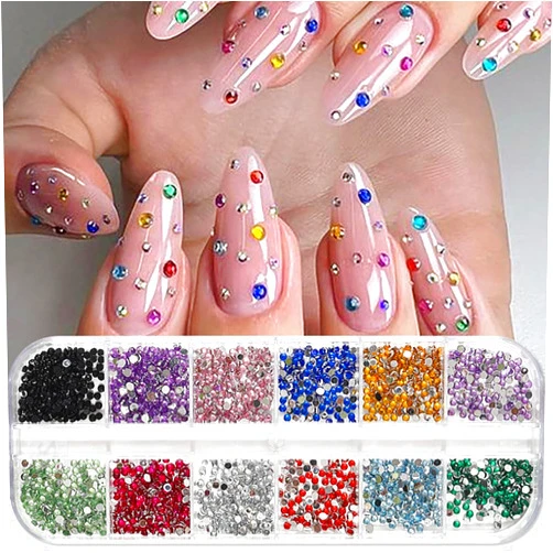 Jaliya 3000pcs 3D Flatback Rhinestones 2mm Mini Charms for Nail Design - Colorful Resin Diamonds Gems Jewels Kit for Nail Art and Crafting