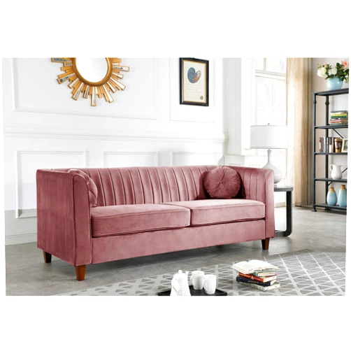 US Pride Furniture Classic Chesterfield Sofa, Rose
