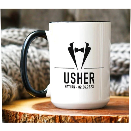 Kashe Wedding Mug Personalized Usher Gift, Usher Proposal, Groomsman Gifts, Wedding Usher Gift, Groomsman Gift Set, Best Man Mug, Officiant Gift, Usher Mug