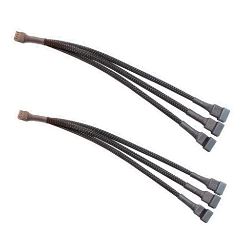 BUYMINERS.CA PC Fan Splitter Extension Cable - 1 to 3 PWM Fan Splitter Compatible with 3 & 4 Pin PC Cooling Fans, 10.5 inch Black Braided Nylon Cable (2 Pack)