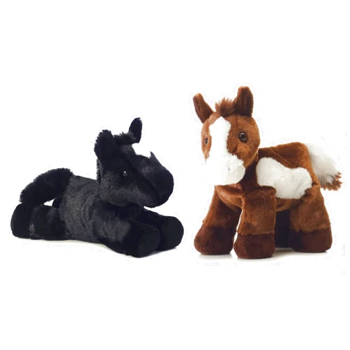 Aurora Paint Plush Horse & Beau Black Horse Mini Flopsie 8 Bundle