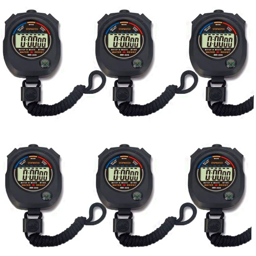 Pgzsy 6 Pack Multi-Function Electronic Digital Sport Stopwatch Timer, Large Display with Date Time and Alarm Function,Suitable for Sports Coaches Fitness Coaches and Referees