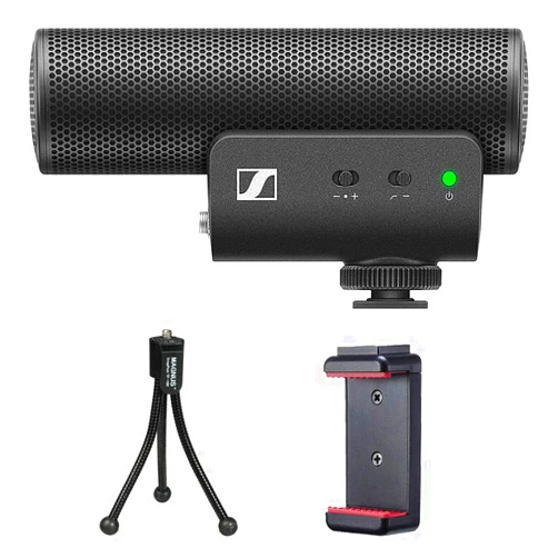 Sennheiser MKE 400 Camera-Mount Shotgun Microphone (2nd Generation) Bundle with Compact Tabletop Tripod and Smartphone Tripod Mount