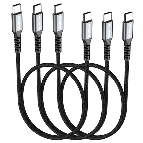 HOTNOW USB C to USB C Cable 1.5FT 3 Pack, Short USB-C 65W Fast Charging USB2.0 Cords for Samsung Galaxy S21/S21+/S20+ Ultra, Note 20/10 Ultra, Air 2020, iPad Pro and Power Bank