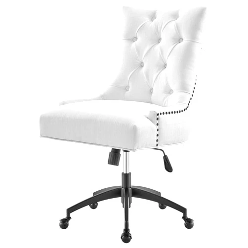 America Luxury - Chairs Computer Work Desk Tufted Chair, Fabric, Black White, Modern Contemporary, Home Business Office