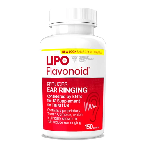 Lipo-Flavonoid Plus, Tinnitus Relief for Ringing Ears, OTC Flavonoid Ear Health Vitamins, Bioflavonoids & Vitamin C, 150 Caplets