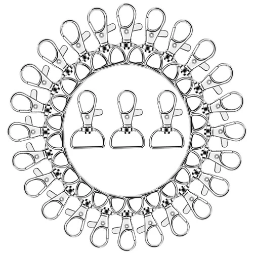 AUGSUN 50PCS Swivel Clasps Lanyard Snap Hooks, Premium Key Chain Clip Hook Lobster Claw Clasp for Keychain Sewing Projects (3/4”Inside Width) (Silver)