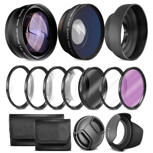 Big Mike's Ultra Deluxe Lens Kit for Canon Rebel T3, T5, T5i, T6, T6i, T7i, EOS 80D, EOS 77D Cameras with Canon EF-S 18-55mm is II STM Lens - Includes: 7pc 58mm Filter Set + 58mm Wide Angle and Telephoto Lens