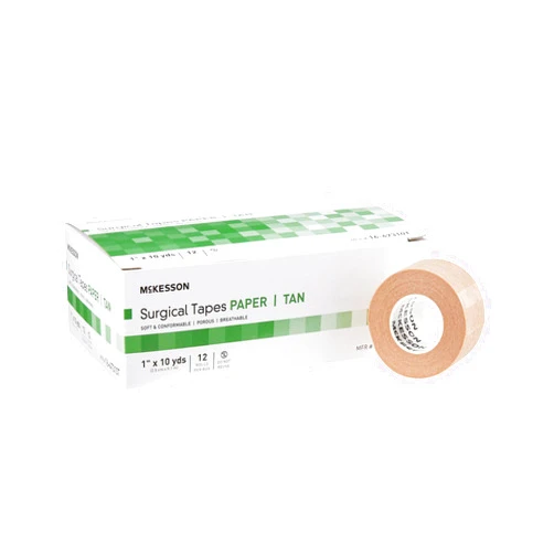 McKesson Surgical Tapes, Non-Sterile, Breathable Paper, 1 in x 10 yds, 12 Rolls, 1 Pack