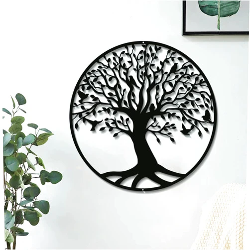 DUOOLN Tree of Life Wall Art - Large Metal Tree Life Wall Decor, Family Tree Wall Plaque, Tree of Life Wall Hanging for Bathroom Kitchen Living Room Bedroom Indoor Outdoor（black-12.5in）