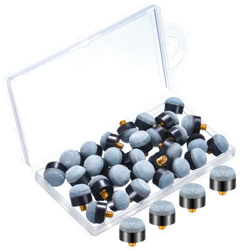 Deekin 30 Pieces 12 mm/13 mm Billiard Pool Cue Stick Tips Screw on Tips or Nylon Ferrules Replacement Billard Screw in Cue Tips Pool Sticks Accessories