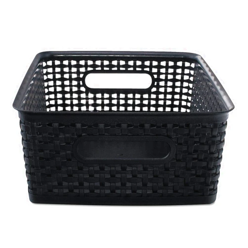 Advantus 40327 Weave Bins, 13 7/8 x 10 1/2 x 4 3/4, Plastic, Black, 2 Bins