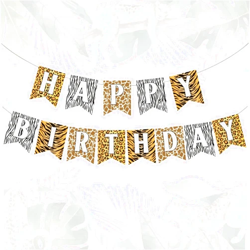 Fangleland Cheetah Happy Birthday Banner Leopard Birthday Garland for Women Safari Animal Print Theme Party Supplies