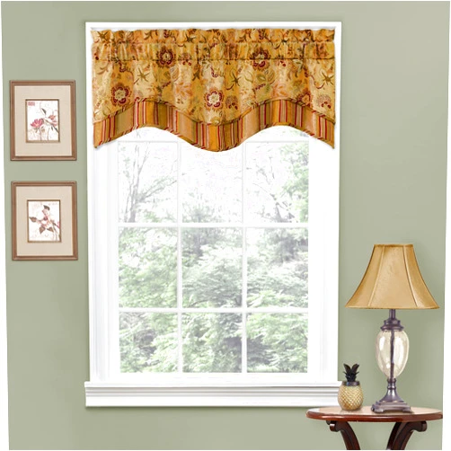 Waverly Traditions Navarra Farmhouse Scalloped Rod Pocket Valance for Windows in Bedroom, Kitchen, or Living Room, 52