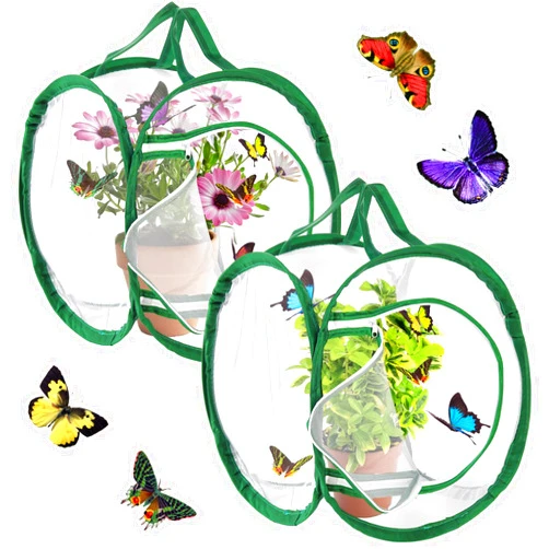 ZENFUN 2 Packs Insect and Butterfly Habitat Cages, Monarch Insect Mesh Cage, Caterpillar Enclosure, Butterfly Habitat, Terrarium Pop-up(12 x 12 x 12)