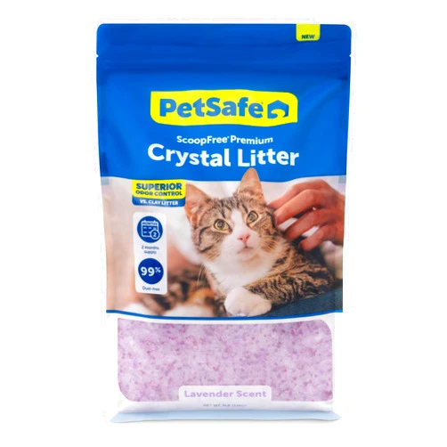 PetSafe ScoopFree Premium Lavender Scent Crystal Litter, Superior Odor Control, Absorbs 5X Faster, Low Tracking for Less Mess, Lasts up to 2 Months, Lightly Scented (8 lb Bag)